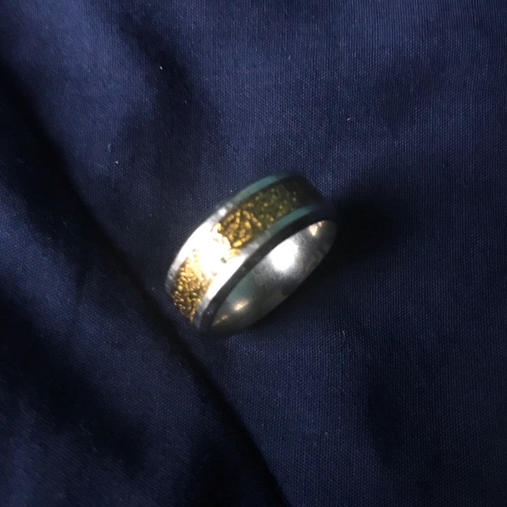 Steel Golden Pattern Prom Ring - Picture 2 of 3
